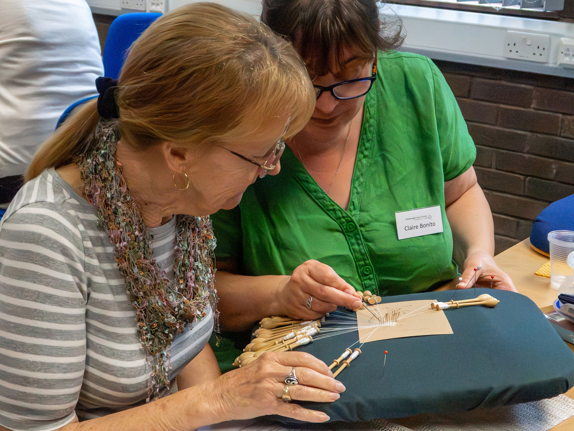A Binche Colar started at last year's Summer School 2019 Edinburgh Lace Course