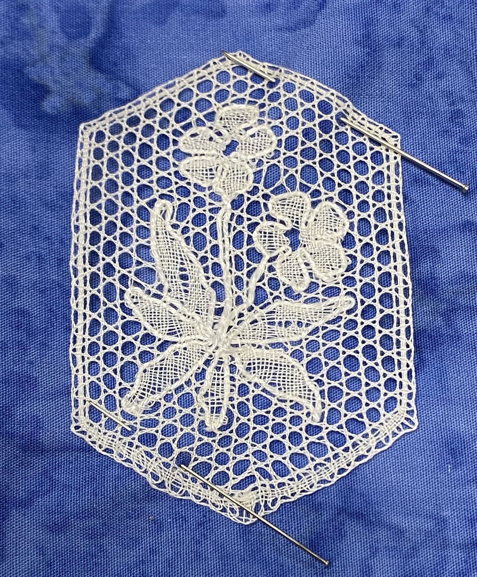 A Binche Colar started at last year's Summer School 2019 Edinburgh Lace Course
