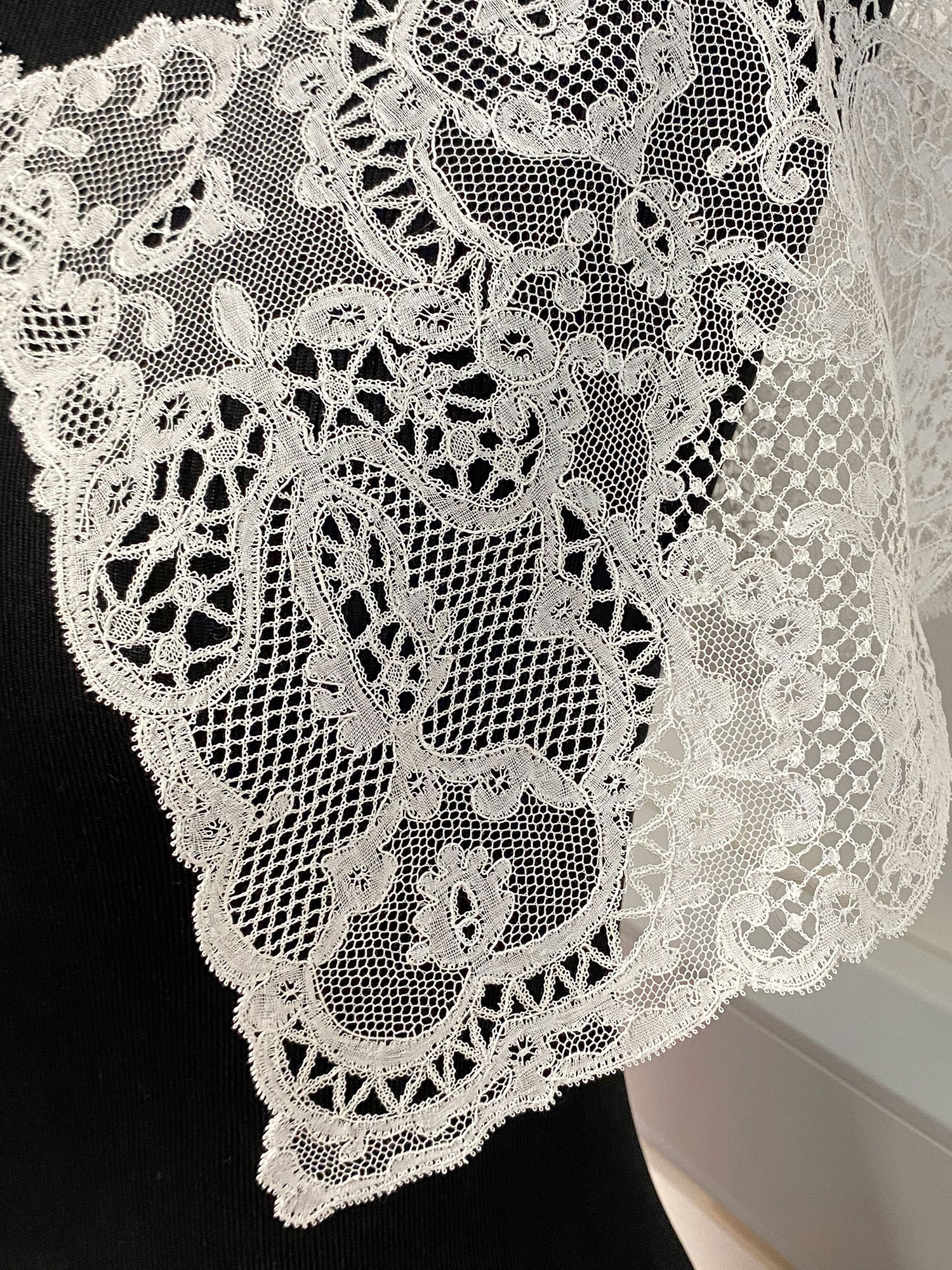 A Binche Colar started at last year's Summer School 2019 Edinburgh Lace Course
