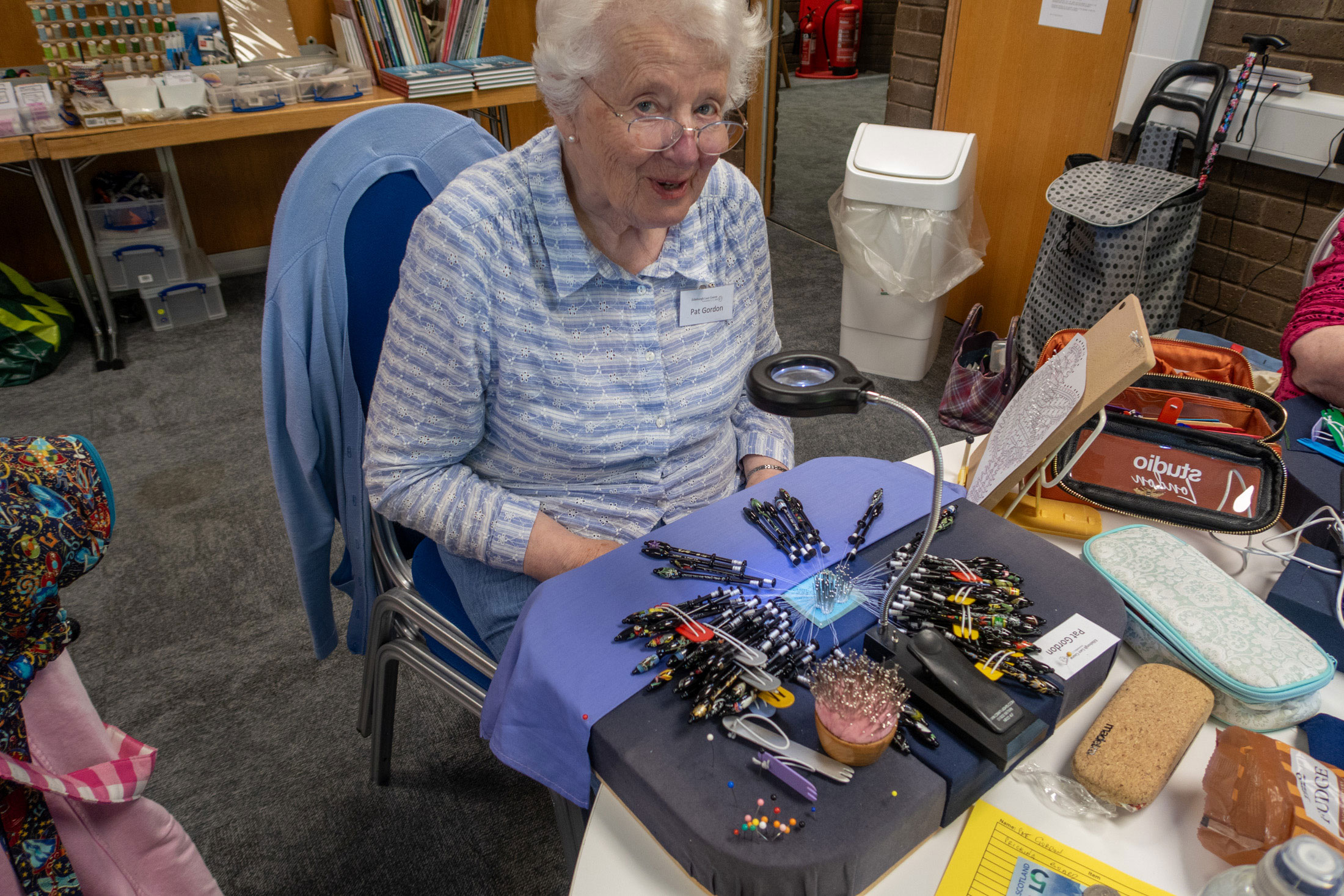 A Binche Colar started at last year's Summer School 2019 Edinburgh Lace Course
